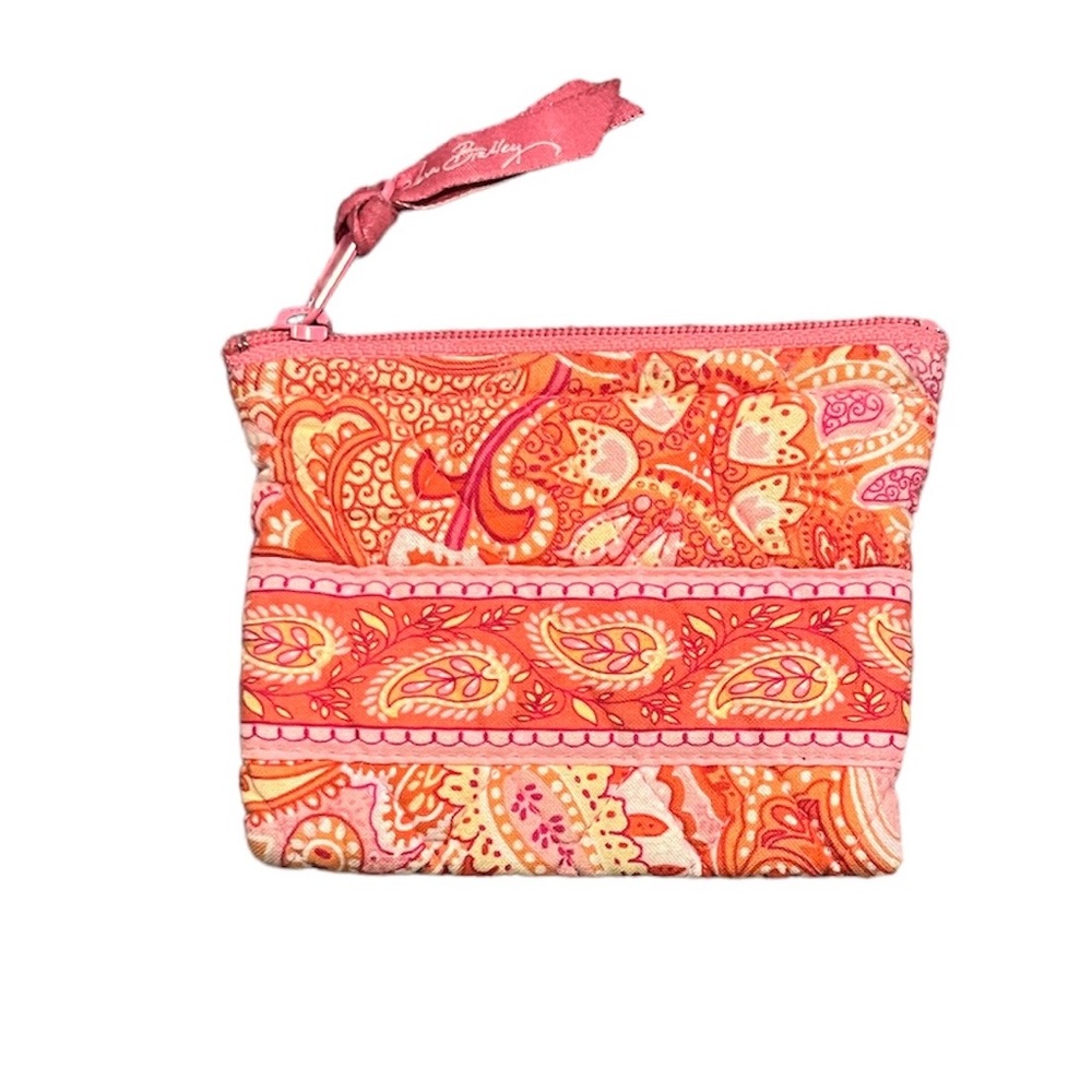 NWOT Vera Bradley orange/yellow/pink paisley zippered coin purse